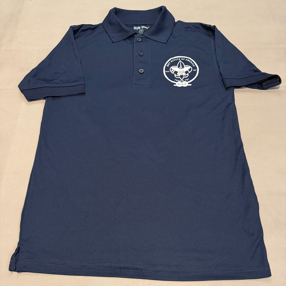 Boy Scouts of America Troop BSA Navy Blue Hike Trek Polo Shirt Men-S-6845 - Picture 2 of 6